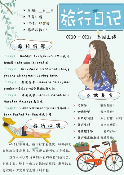 小清新旅行手账旅游记录手帐