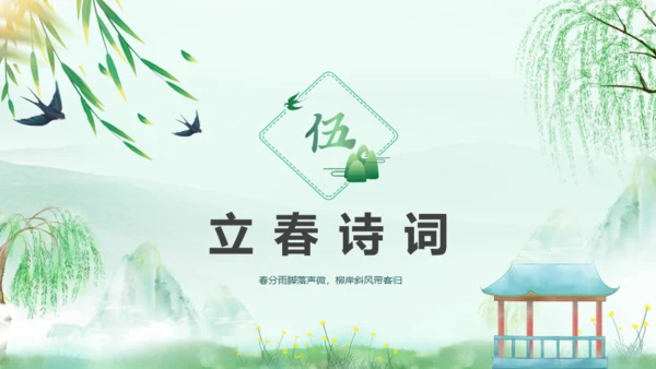立春春风杨柳通用PPT模板