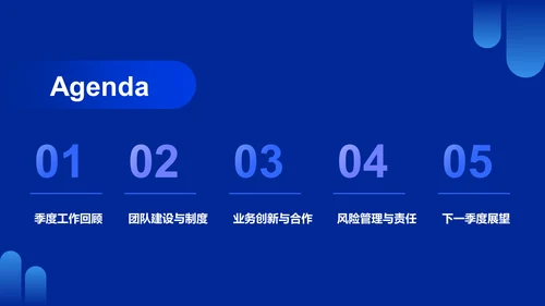 蓝色商务风季度工作总结汇报PPT模板