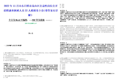 2022年11月山东日照市岚山区公益性岗位公开招聘就业困难人员22人模拟卷3套版带答案有详解