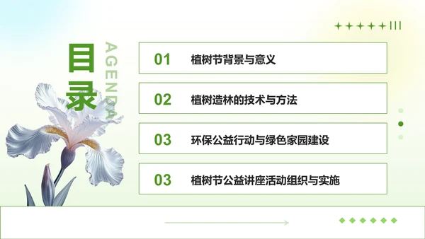 绿色3D风植树节公益讲座PPT模板