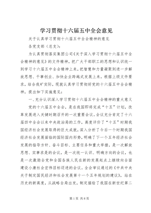 学习贯彻十六届五中全会意见.docx