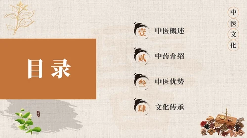 黄色系简约中国风中医药培训PPT模板