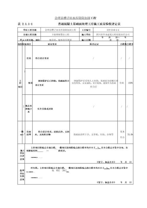 表21梯步砼单元工程质量评定表