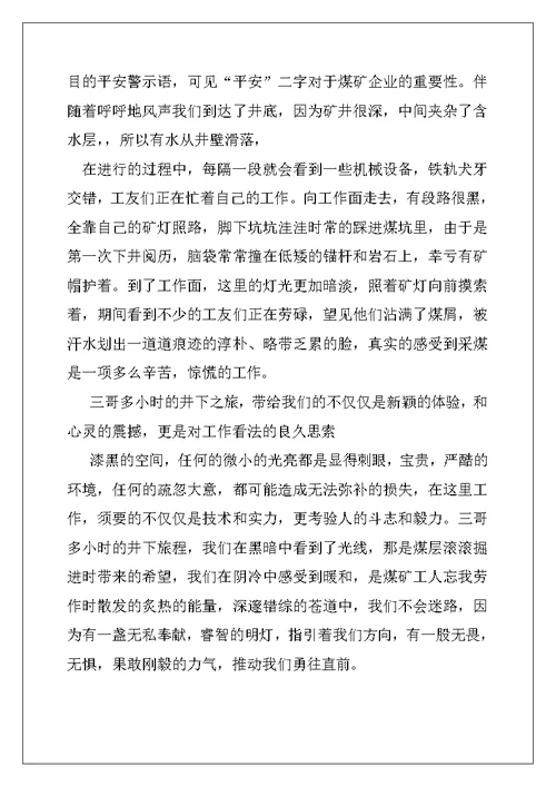 2022年下井参观心得体会