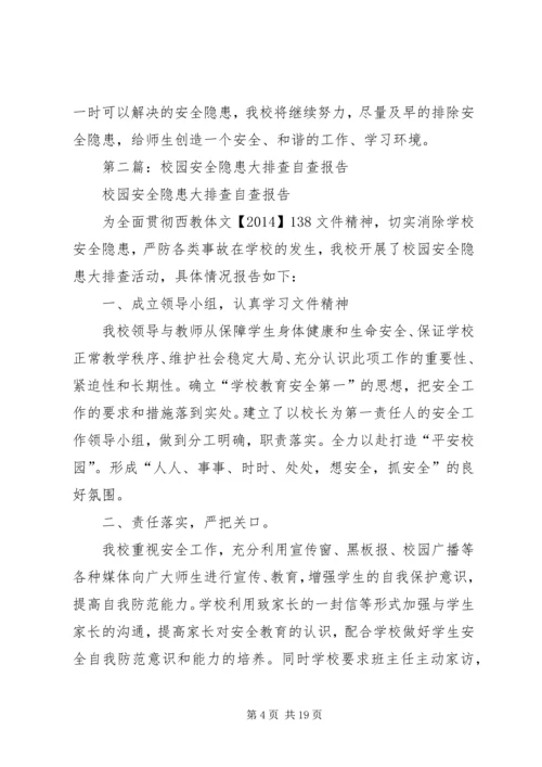 第一篇：校园安全隐患大排查自查报告.docx