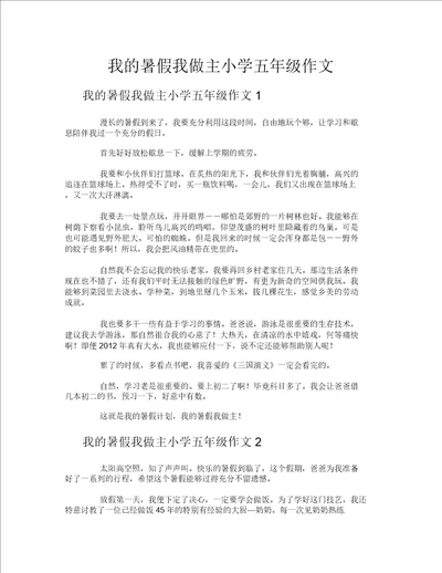 我的暑假我做主小学五年级作文