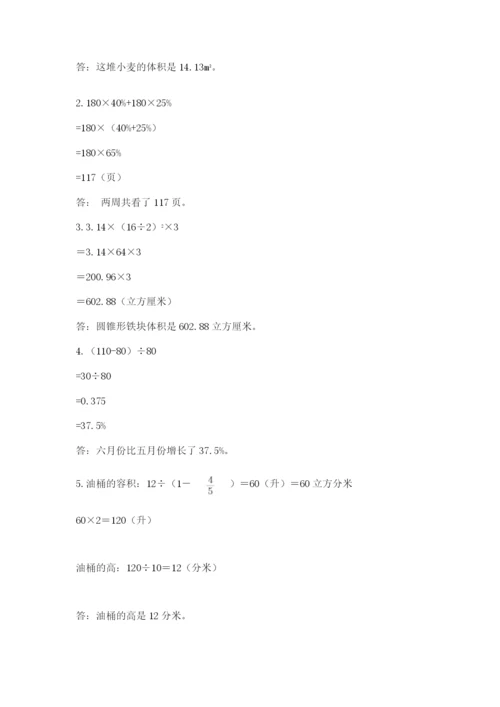 人教版数学六年级下册试题期末模拟检测卷及答案（典优）.docx