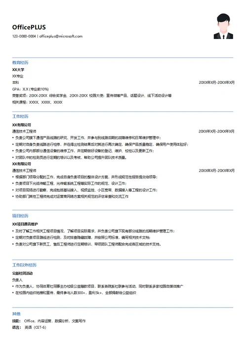 通信技术工程师简历模板