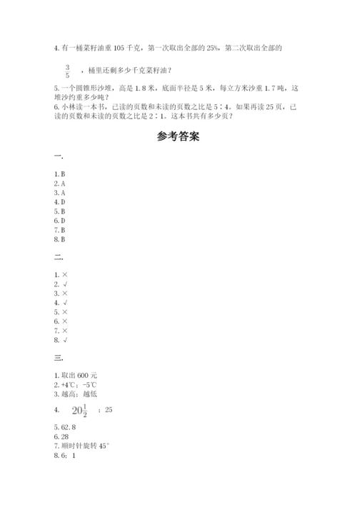 人教版小升初数学模拟试卷【有一套】.docx