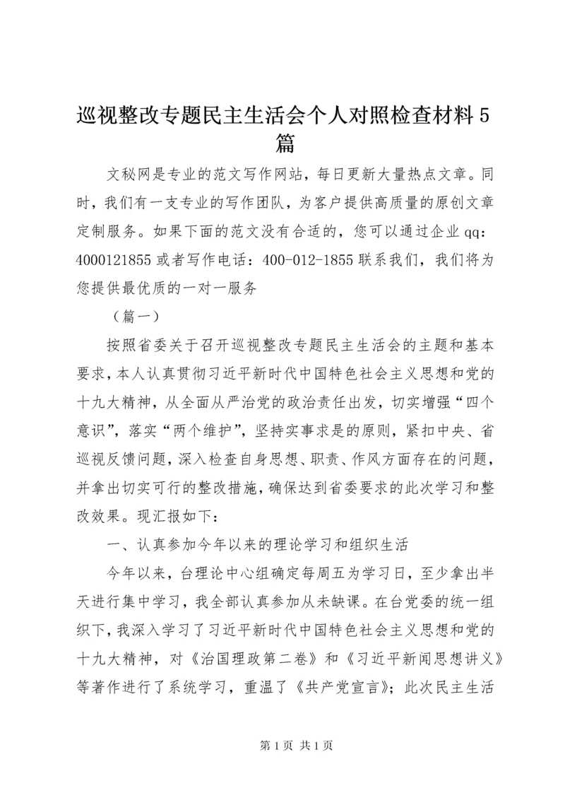 巡视整改专题民主生活会个人对照检查材料5篇.docx