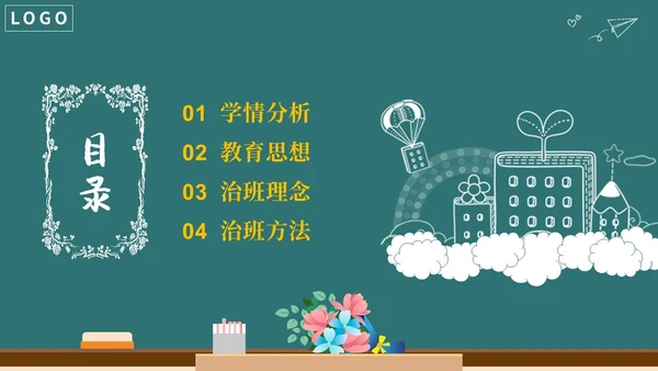 简约卡通黑板风学校教师班主任技能大赛公开课模板班主任班主任培训