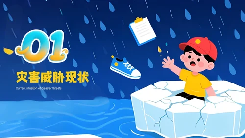 蓝色卡通风防灾减灾意识安全知识PPT模板