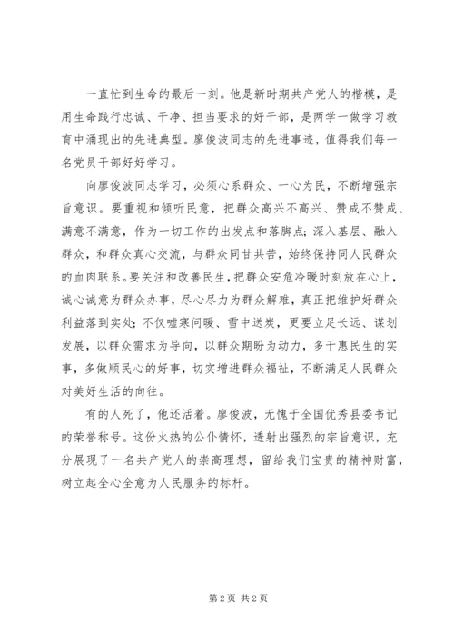 学习廖俊波同志先进事迹心得体会：当官当学廖俊波公仆情怀赤子心 (2).docx