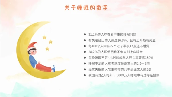 简约水彩小清新世界睡眠日不可忽视的睡眠健康主题PPT模板