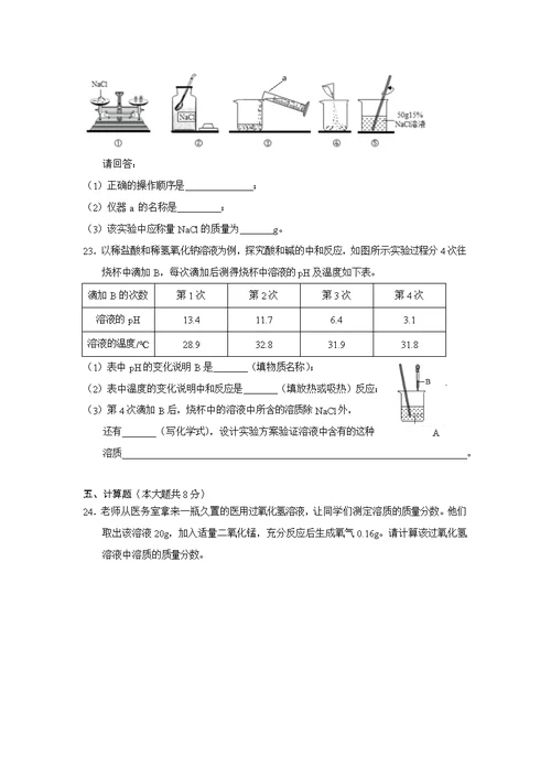 2019年海南省中考化学模拟试题(二)(共5页)