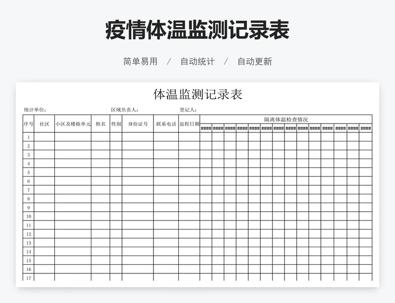 疫情体温监测记录表