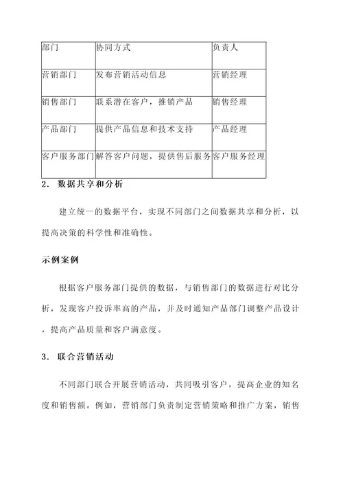 不同部门间协同营销方案