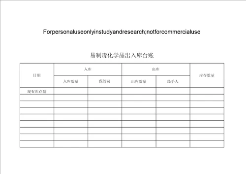 易制毒化学品台账