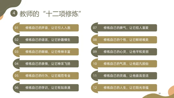 棕色莫兰迪形状教师职业素养培训PPT课件