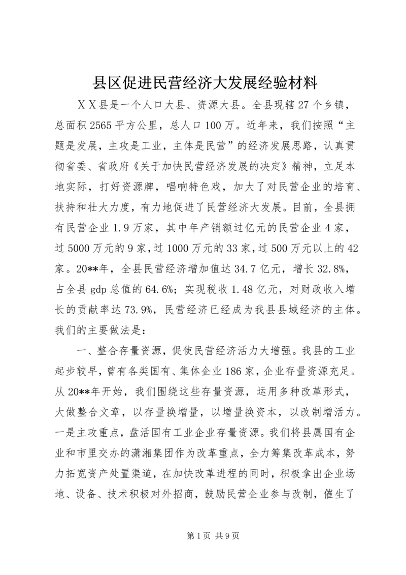 县区促进民营经济大发展经验材料.docx