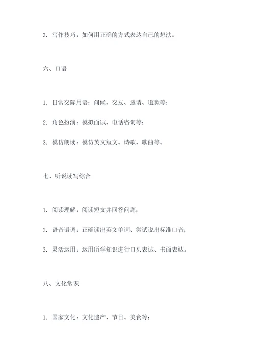 晋中六年级英语知识点总结