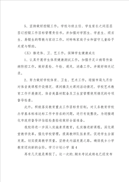 实用的学习计划小学七篇