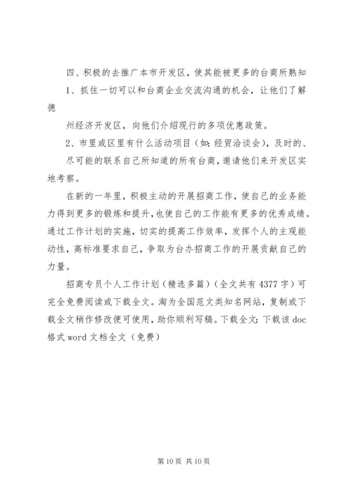 招商专员个人工作计划(精选多篇).docx