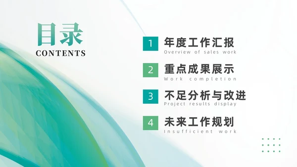 绿色流体形状简约工作总结PPT模板