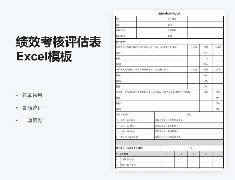 绩效考核评估表Excel模板