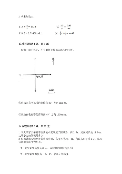 小学毕业会考数学试卷附完整答案（网校专用）