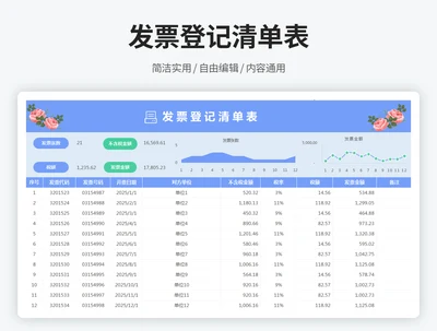 发票登记清单表