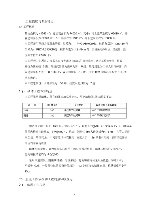 砌体工程监理实施细则