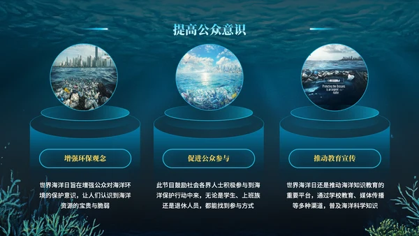 蓝色科技风世界海洋日PPT模版