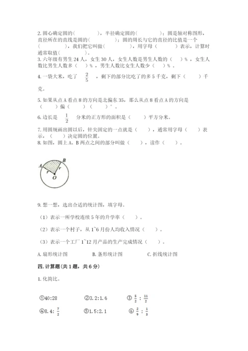 小学六年级上册数学期末测试卷含答案（轻巧夺冠）.docx