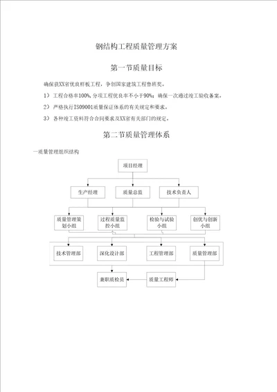 钢结构工程质量管理方案