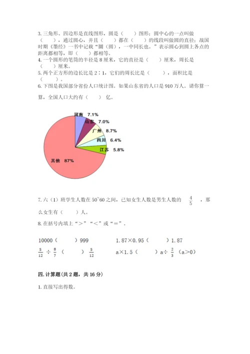 人教版六年级上册数学期末考试卷（网校专用）word版.docx