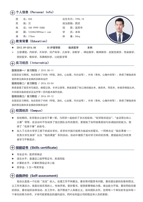 成套医生简历模板word医生个人简历介绍