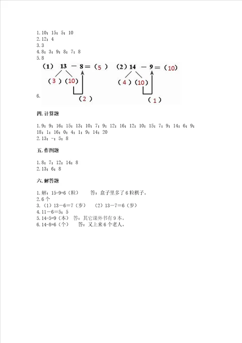 苏教版一年级下册数学第一单元 20以内的退位减法 测试卷精品名师系列