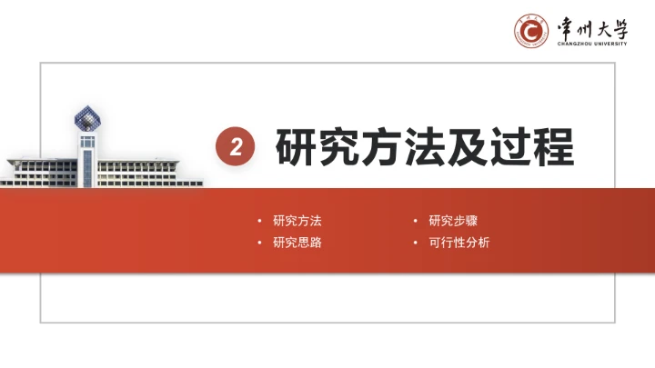 红色学术风常州大学专属学术汇报毕业答辩通用PPT模板