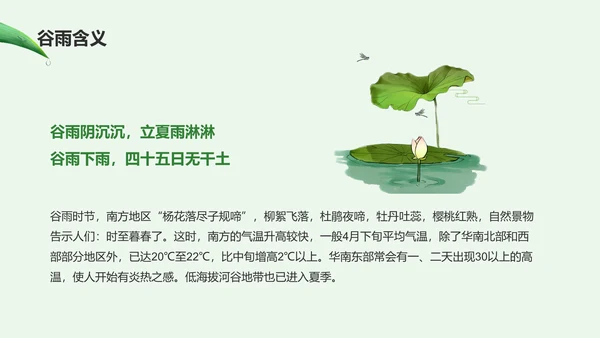 绿色清新插画二十四节气谷雨节日科普PPT