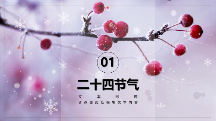 唯美简约小雪节气雪景二十四节气介绍PPT模板