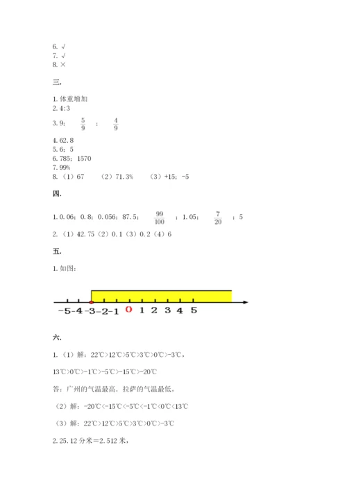 西师大版六年级数学下学期期末测试题含答案【黄金题型】.docx
