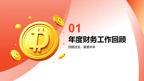 红色3D风财务部部门年终总结PPT模板
