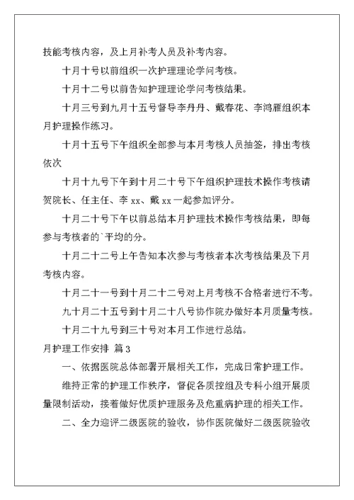 2022年月护理工作计划汇总5篇