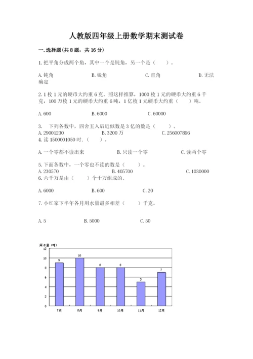 人教版四年级上册数学期末测试卷附答案【a卷】.docx