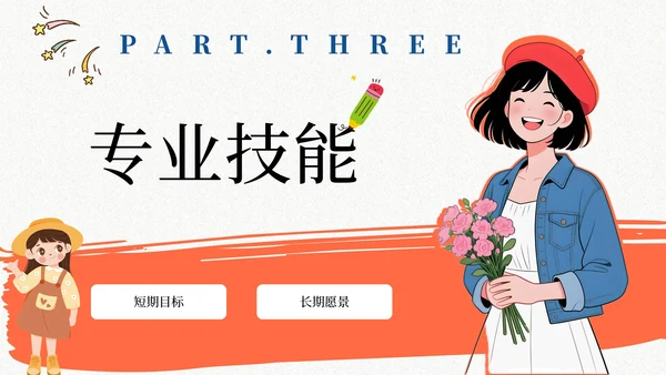 橙黑插画风个人介绍通用PPT模板