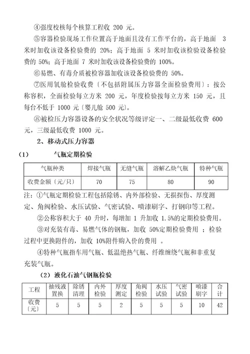 特种设备检测收费标准