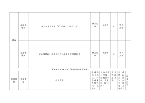 人教版体育八年级上册：第二章 田径 作业设计（表格式）