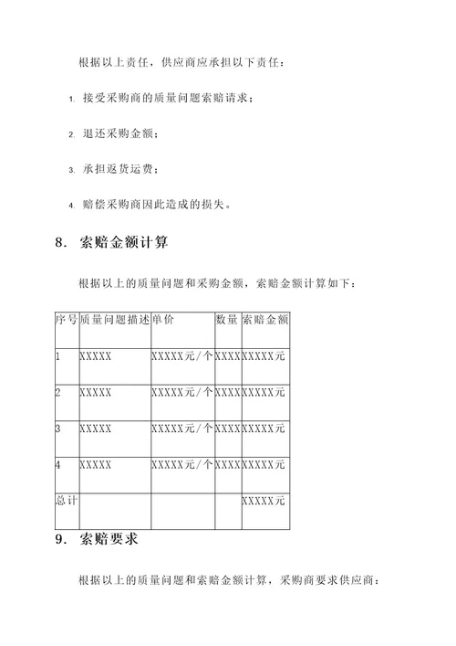 供应商品质不良索赔通知单